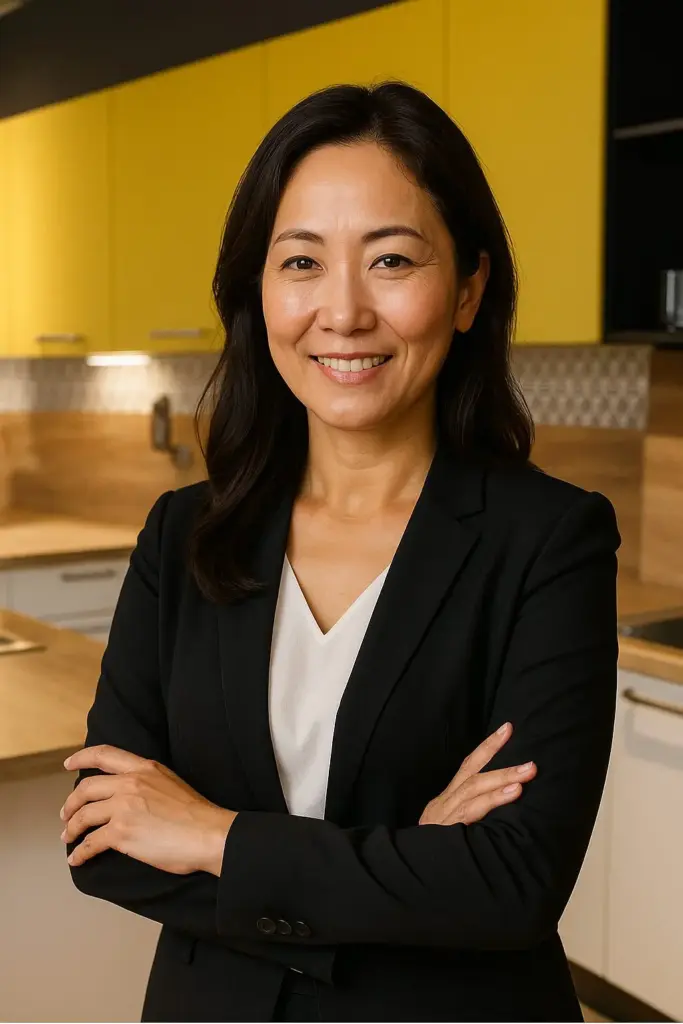 40代の女性が穏やかに微笑む。忙しい日々の中でリラックスの時間を大切にしているお客様の写真。