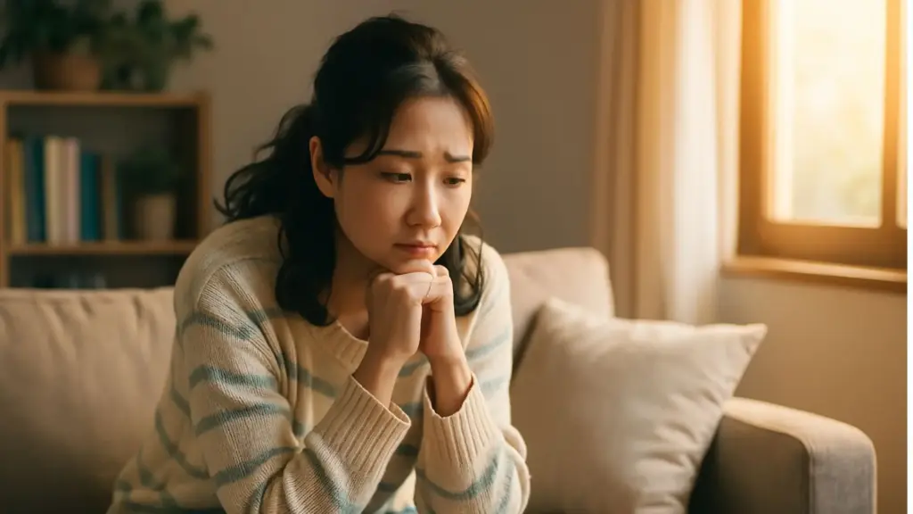 夕暮れ時に疲れを感じる女性|心と体の不調・自律神経の乱れケア