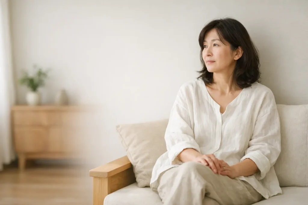 更年期によるゆらぎの不調を静かに抱える女性