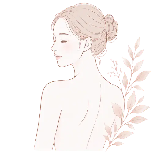 全身と顔を整える美容鍼の女性イラスト