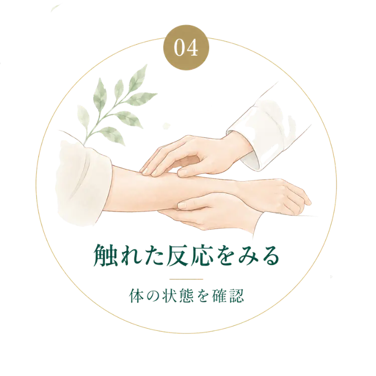 施術前に呼吸のしやすさや体の緊張を確認するイメージ