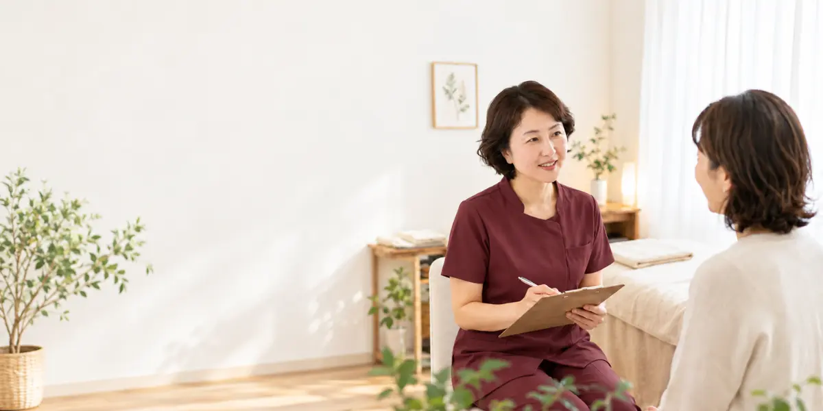 初めての患者さんと向き合い、施術前に話を聞く院長のイメージ