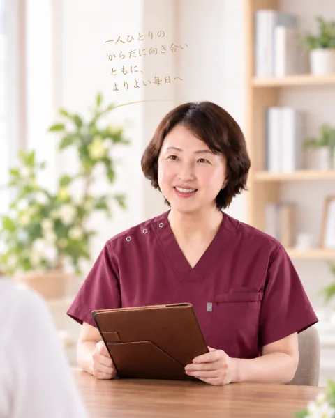 患者の話を聞きながら相談を行う安泰漢方鍼灸院院長 稲葉貞子