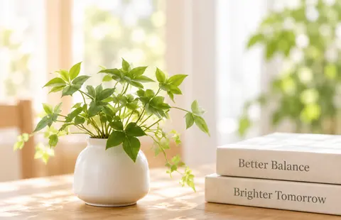 明るい施術室に置かれた観葉植物